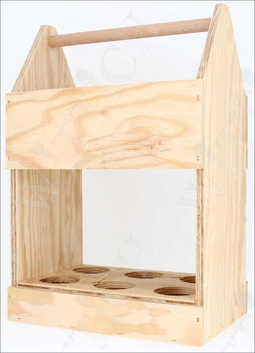 6er Holzträger für Bierflaschen (ohne Inhalt)