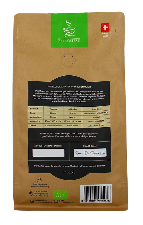 Lü's Bio Rösterei San Juan Sortenrein, Ganze Bohnen, 500g °Bio°