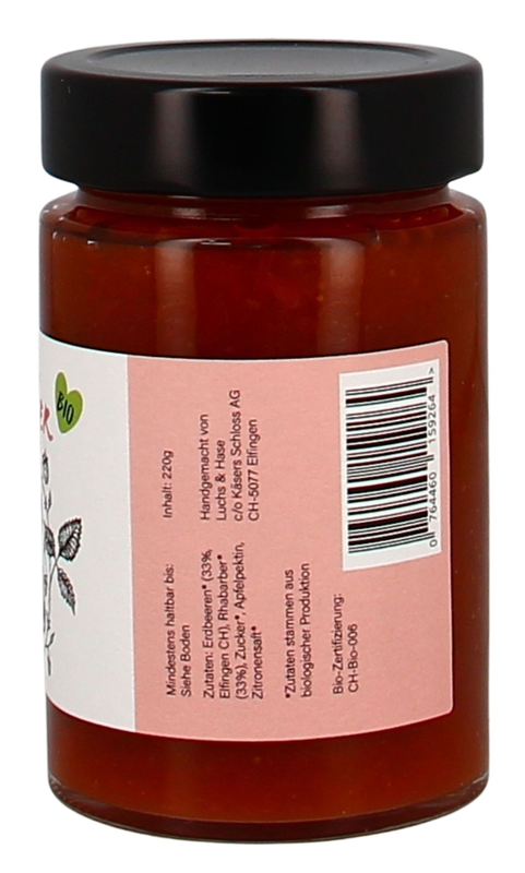 Erdbeer-Rhabarber Konfitüre Luchs&Hase 220g °Bio°