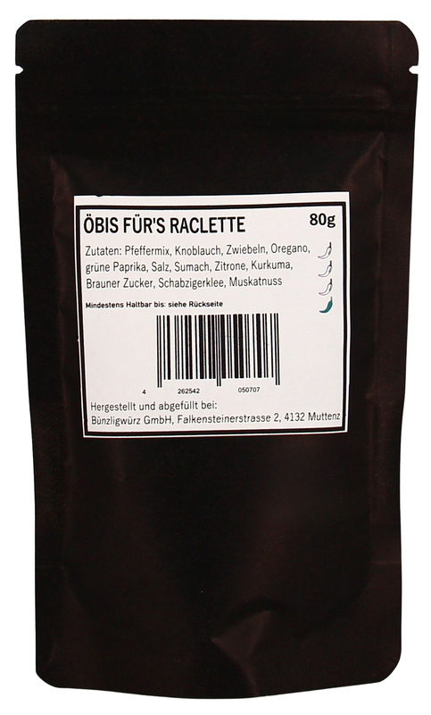Bünzligwürz Öpis für's Raclette Nachfüllbeutel 80g