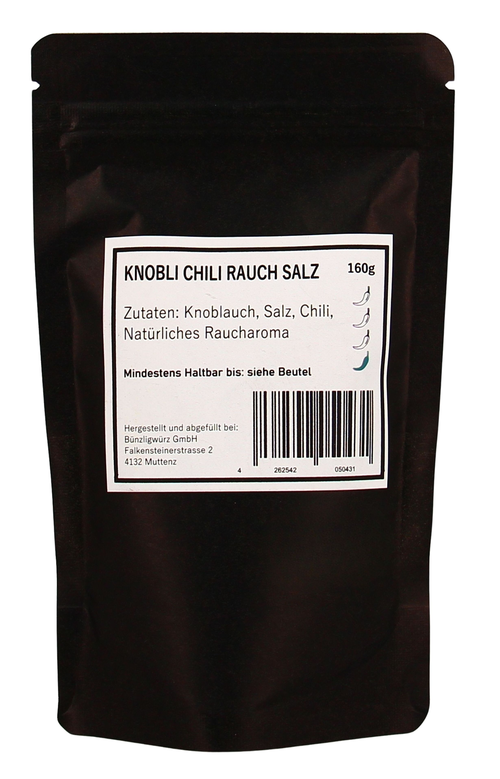 Bünzligwürz Knobli Chili Rauchsalz Nachfüllbeutel 160g