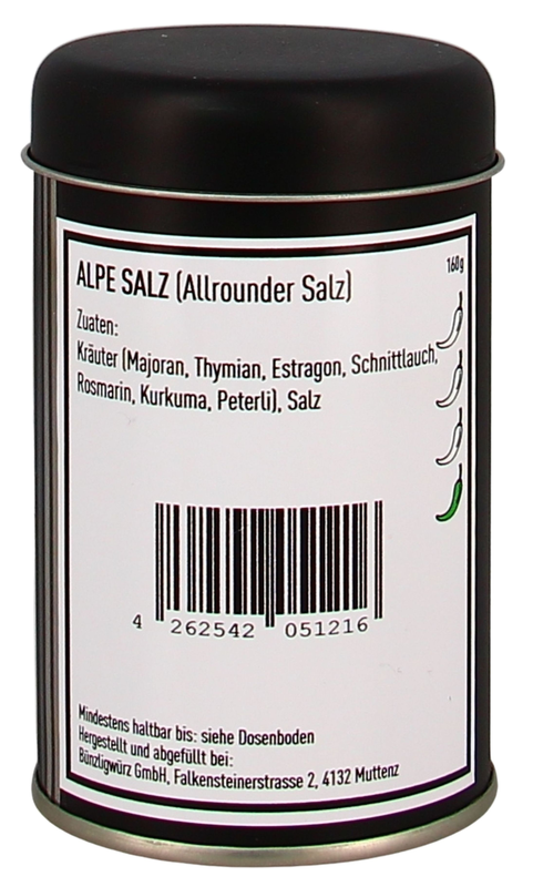 Bünzligwürz Alpesalz Streuerdose 160g