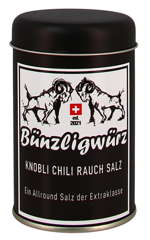 Bünzligwürz Knobli Chili Rauchsalz Streuerdose 160g