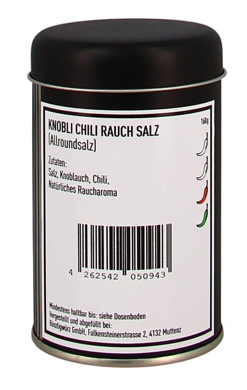 Bünzligwürz Knobli Chili Rauchsalz Streuerdose 160g