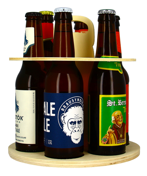 Holz rund für 6 x Flaschen 33cl (ohne Inhalt)
