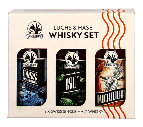 Luchs & Hase Whisky Set 3 x 10cl
(Fassgeschichten, 180 Grad, Rauchzeichen)
