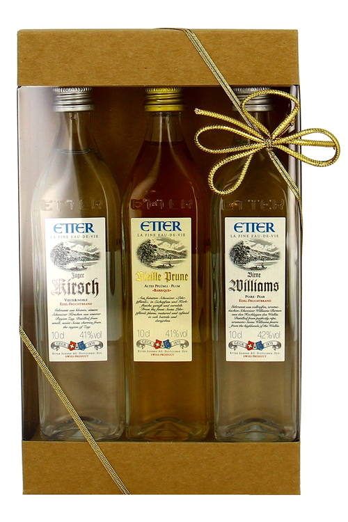 Etter Geschenkpackung 1x10cl Kirsch, 1x10cl Vieille Prune, 1x10cl Williams