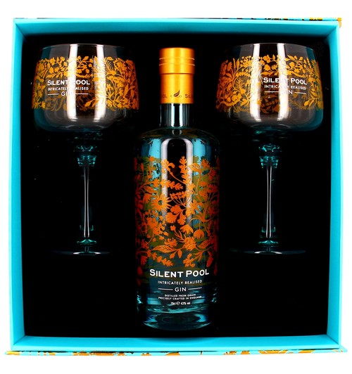 Silent Pool London Dry Gin mit 2 Gläsern Geschenkpackung