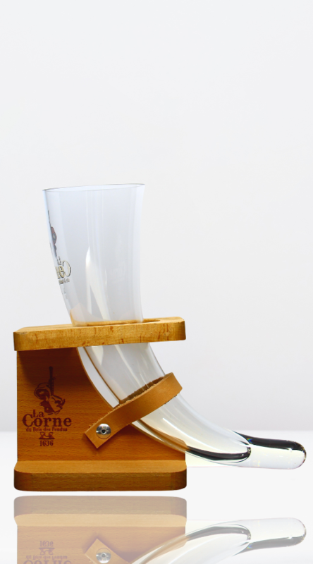 La Corne Glas mit Holzgestell