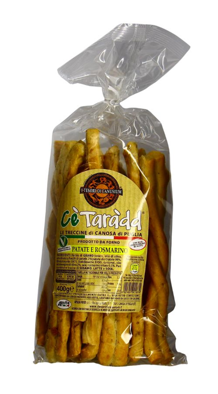 Treccine patate e rosmarino 350g, Apulia Food