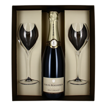 Champagne Louis Roederer Geschenkbox mit Brut Premier 75cl und 2 Flûtes