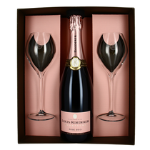 Champagne Louis Roederer Geschenkbox mit Brut Vintage Rosé 75cl und 2 Flûtes
